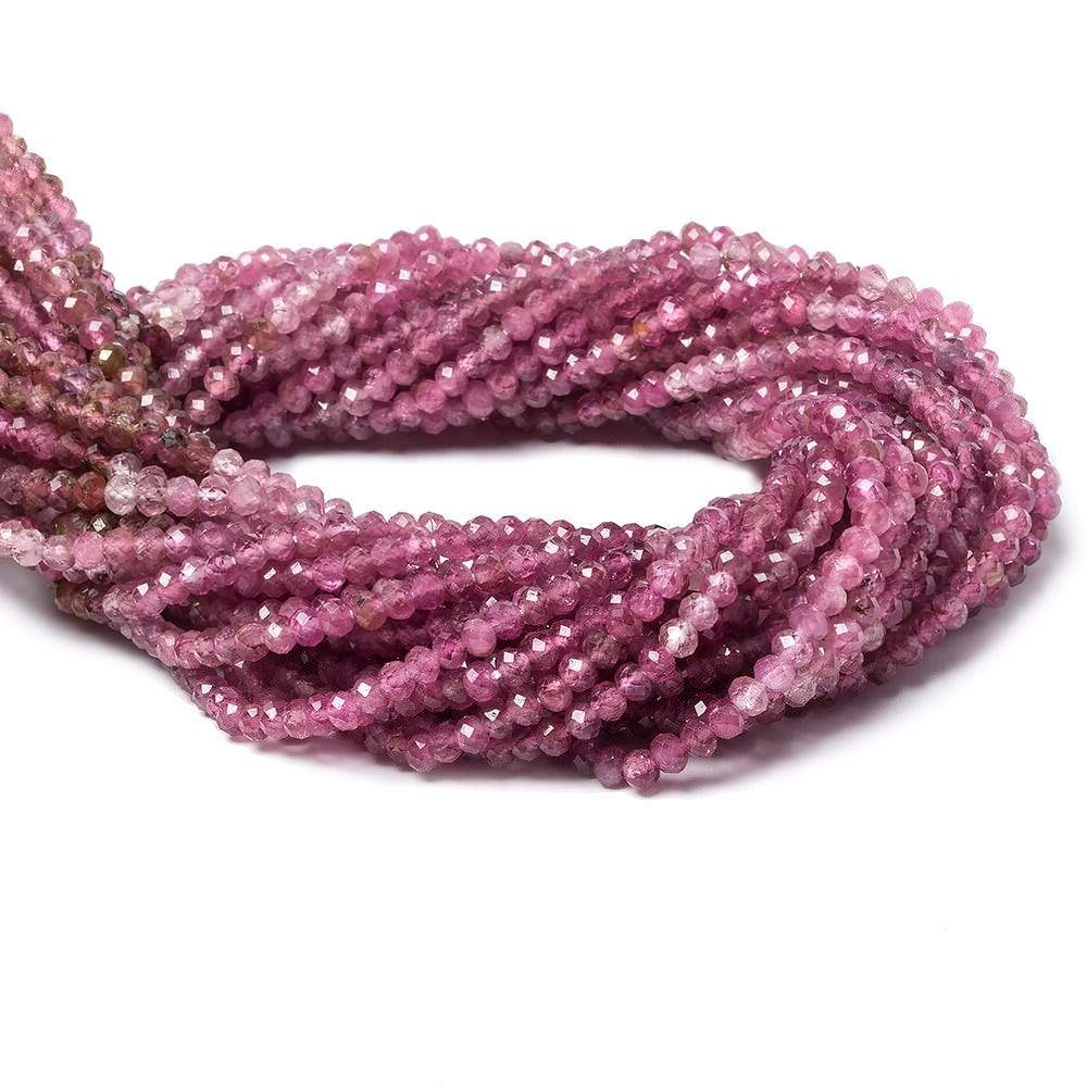 3.5mm Shaded Pink Tourmaline Micro faceted rondelle beads 13 inch 115 pcs