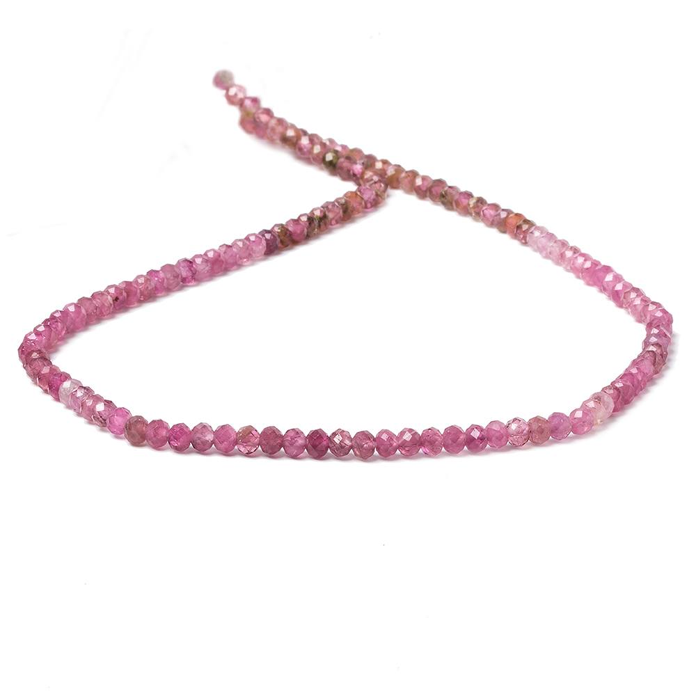 3.5mm Shaded Pink Tourmaline Micro faceted rondelle beads 13 inch 115 pcs