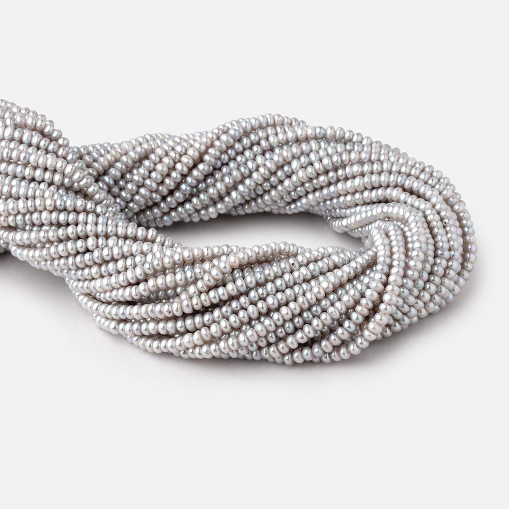 3.5mm Silver Center Drill Button Freshwater Pearls 15.5 inch 175 Beads