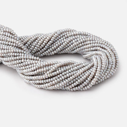 3.5mm Silver Center Drill Button Freshwater Pearls 15.5 inch 175 Beads