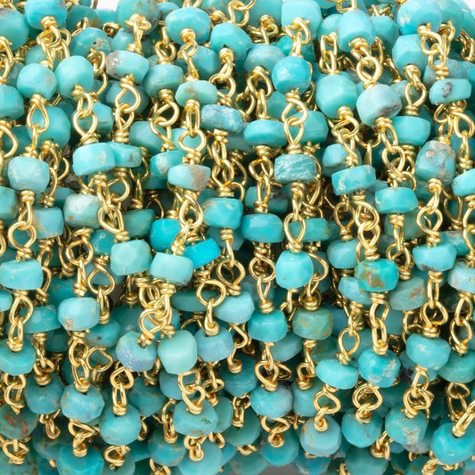 3.5mm Sleeping Beauty Turquoise Faceted Rondelles on Vermeil Chain