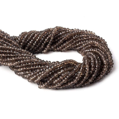 3.5mm Smoky Quartz Faceted Rondelles 13.5 inch 130 beads