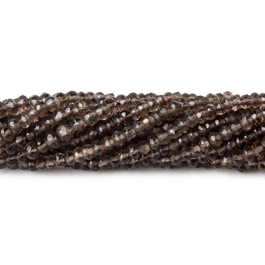 3.5mm Smoky Quartz Faceted Rondelles 13.5 inch 130 beads