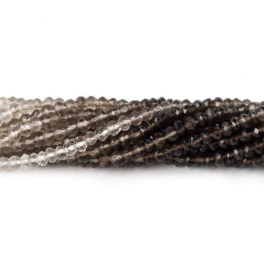 3.5mm Smoky Quartz faceted rondelle beads 13.5 inch 140 pieces A