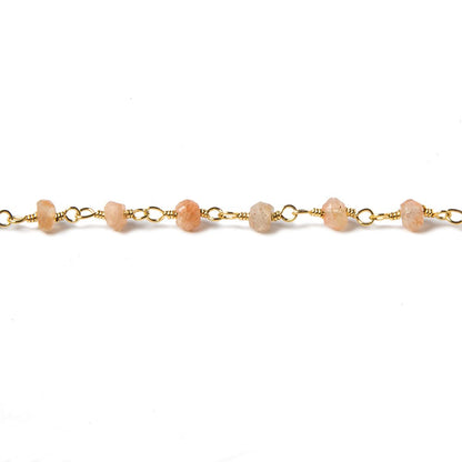 3.5mm Sunstone faceted rondelle Gold plated Chain by the foot 39 pcs