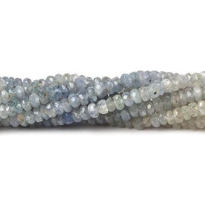 3.5mm White & Light Blue Sapphire faceted rondelles 18 inch 225 pieces A