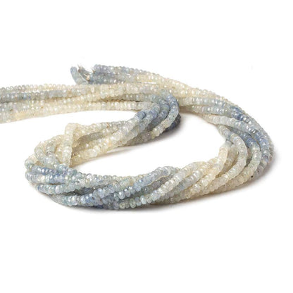 3.5mm White & Light Blue Sapphire faceted rondelles 18 inch 225 pieces A