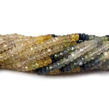 3.5mm Yellow and Blue Songia Sapphire rondelles 18 inch 230 beads A Grade
