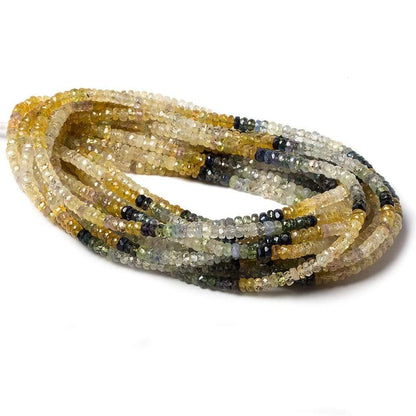 3.5mm Yellow and Blue Songia Sapphire rondelles 18 inch 230 beads A Grade