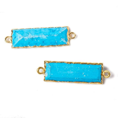 35x10mm Gold Leafed Turquoise Howlite Faceted Bar Connector 1 piece