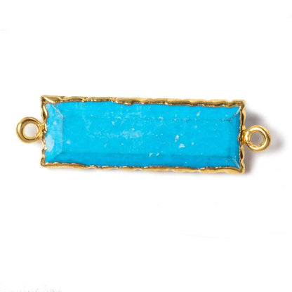 35x10mm Gold Leafed Turquoise Howlite Faceted Bar Connector 1 piece