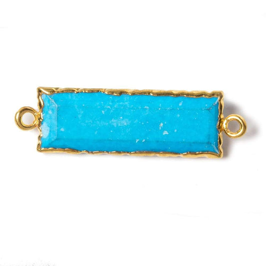 35x10mm Gold Leafed Turquoise Howlite Faceted Bar Connector 1 piece