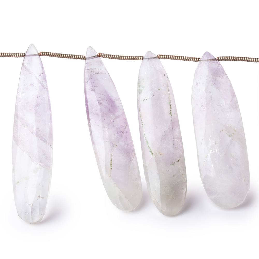 35x13-46x10mm Bi-Color Amethyst & Crystal Quartz Faceted Pears 7.5 inch 13 Beads