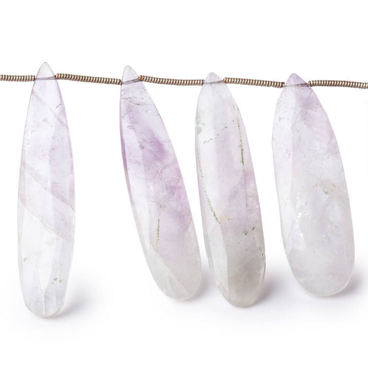 35x13-46x10mm Bi-Color Amethyst & Crystal Quartz Faceted Pears 7.5 inch 13 Beads