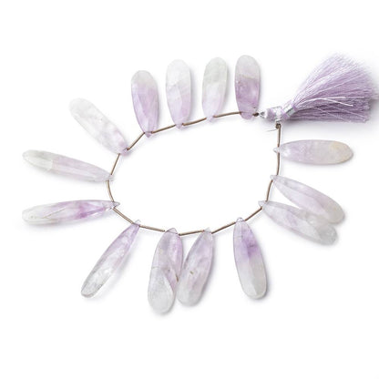 35x13-46x10mm Bi-Color Amethyst & Crystal Quartz Faceted Pears 7.5 inch 13 Beads