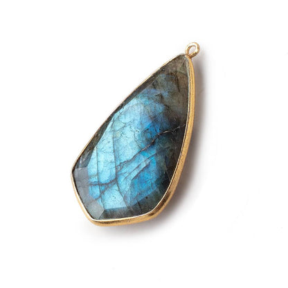 35x18mm Vermeil Bezeled Labradorite Faceted Fancy Shield Pendant 1 piece