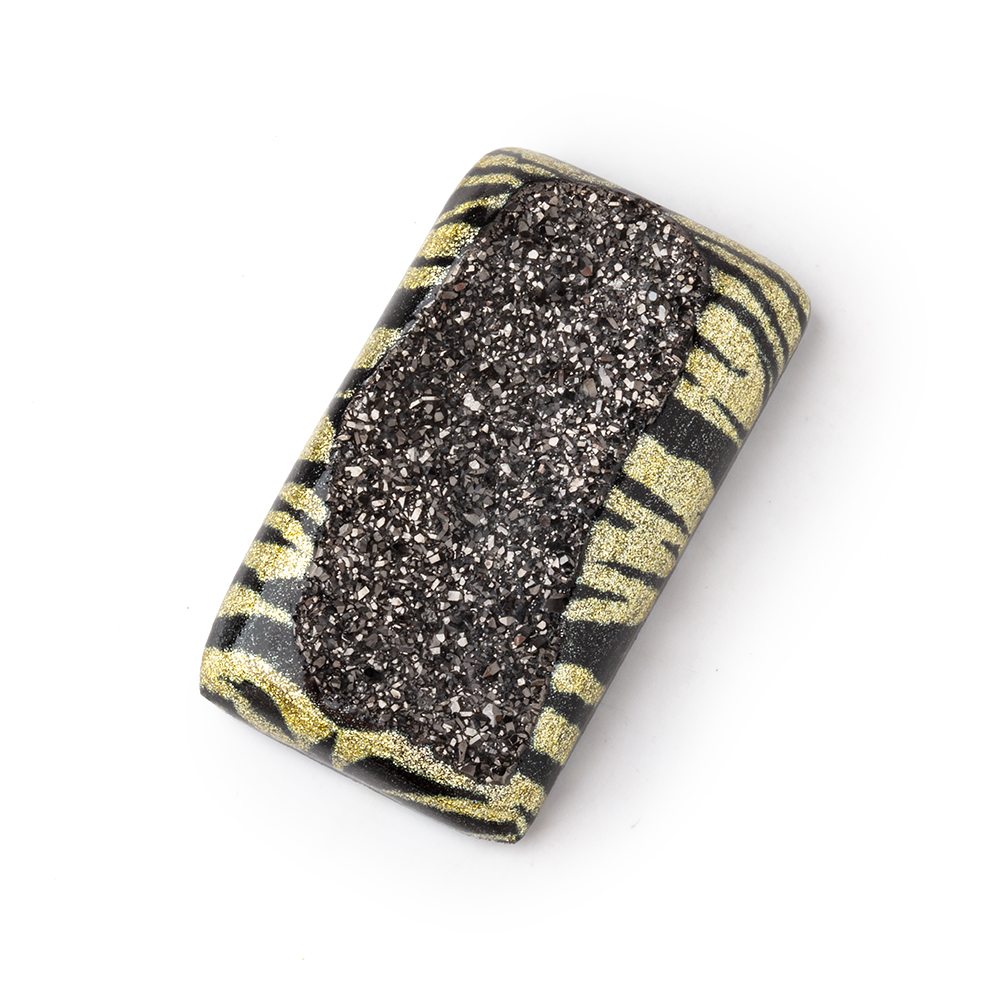 35x20mm Hand Painted Drusy Rectangular Cabochon 1 Focal Piece