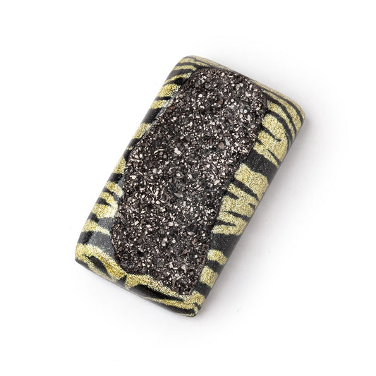 35x20mm Hand Painted Drusy Rectangular Cabochon 1 Focal Piece