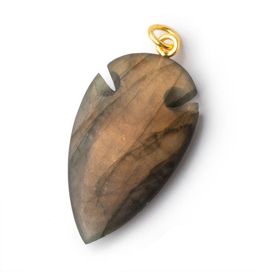 35x20mm Labradorite Matte Arrowhead Focal Pendant 1 piece
