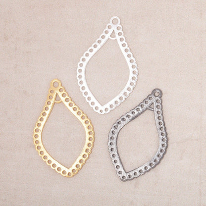 35x21mm Brushed Filigree Tear Drop Charm Set of 2 pieces