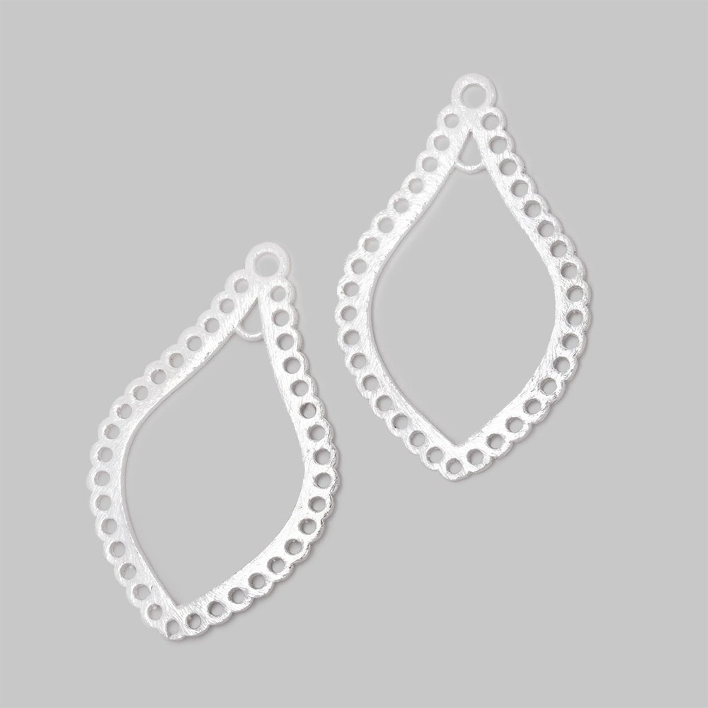 35x21mm Brushed Filigree Tear Drop Charm Set of 2 pieces
