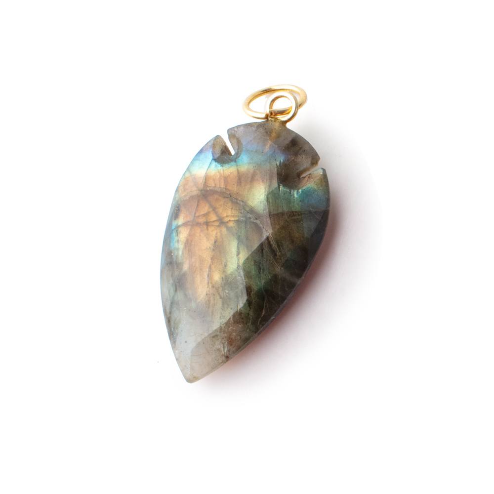 35x21mm Labradorite faceted Arrowhead Focal Pendant 1 piece
