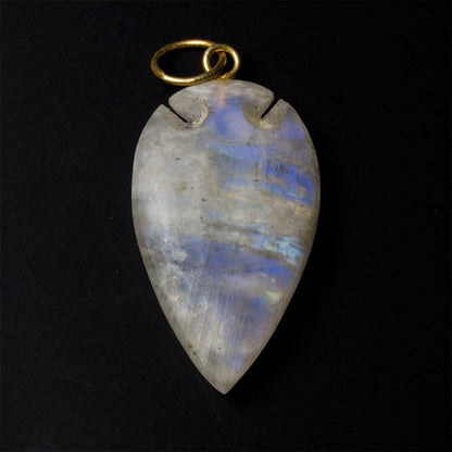 35x21mm Matte Rainbow Moonstone faceted Arrowhead Focal Pendant 1 pc