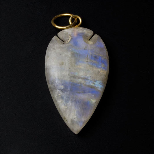 35x21mm Matte Rainbow Moonstone faceted Arrowhead Focal Pendant 1 pc