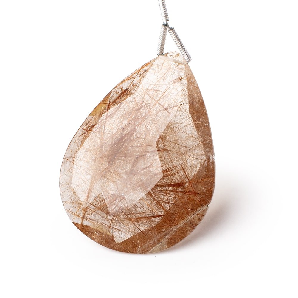35x25mm Rutilated Quartz Faceted Pear Focal Bead 1 piece