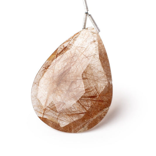 35x25mm Rutilated Quartz Faceted Pear Focal Bead 1 piece