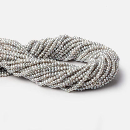 3.5mm Silver Off Round Side Drilled Freshwater Pearls 15.25 inch 153 pieces AAA