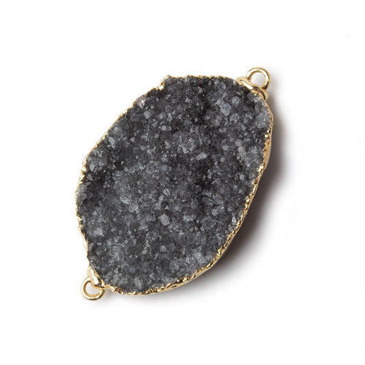 35x25x6mm Gold Leaf Grey Agate Drusy Free Shape Connector 1 Bead
