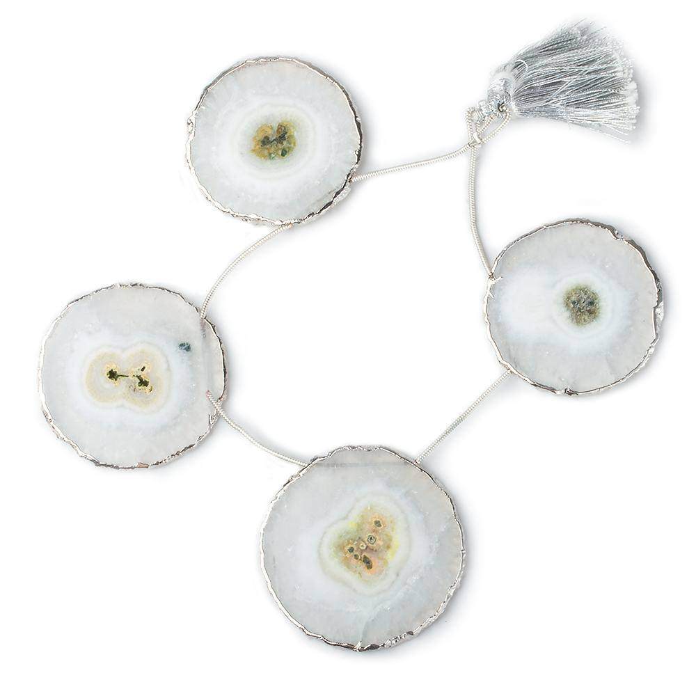 35x35-40x40mm Silver Leafed Solar Quartz Slices AAA Grade 4 pieces