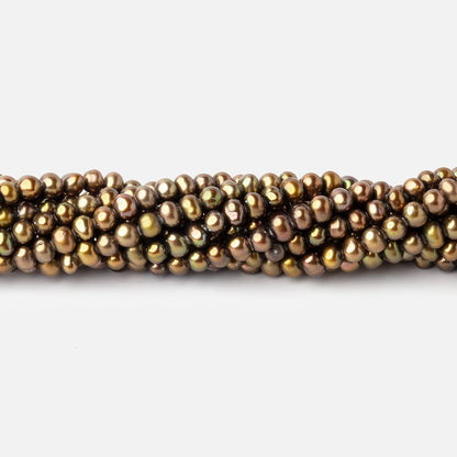 3.5x3mm Light Olive Green Off Round Freshwater Pearl 16 inch 135 pieces