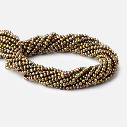 3.5x3mm Light Olive Green Off Round Freshwater Pearl 16 inch 135 pieces