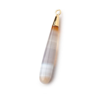 35x6mm Gold Leafed Banded Agate Plain Tear Drop Pendant 1 piece
