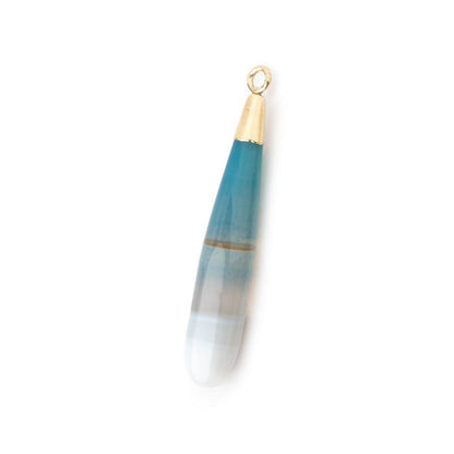 36-39mm Gold Leafed Teal Banded Agate tear drop Pendant 1 focal