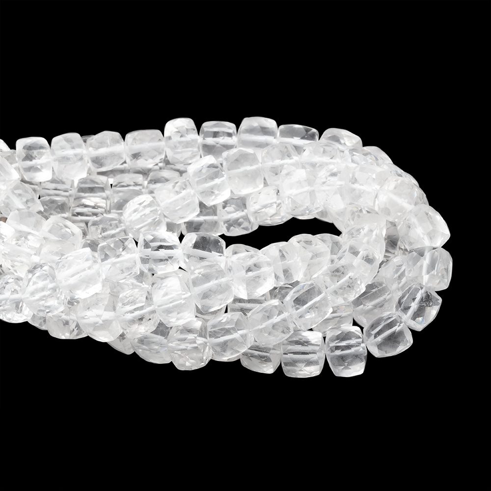 6-7mm Crystal Quartz Faceted Cubes 7.5 inch 27 Beads