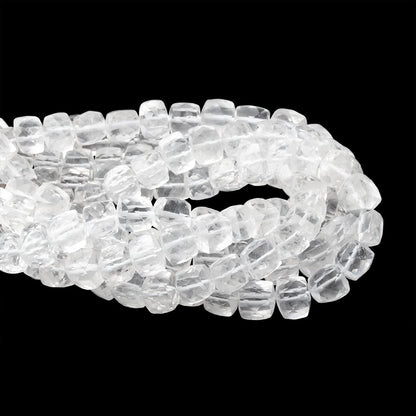 6-7mm Crystal Quartz Faceted Cubes 7.5 inch 27 Beads
