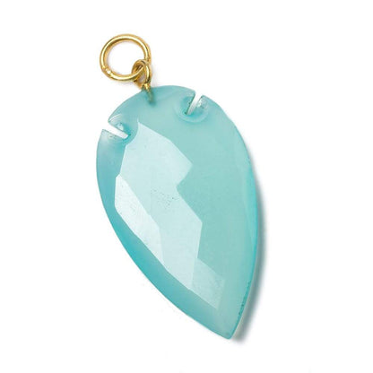 36x20mm Aqua Blue Chalcedony Faceted Arrowhead Focal Pendant 1 piece