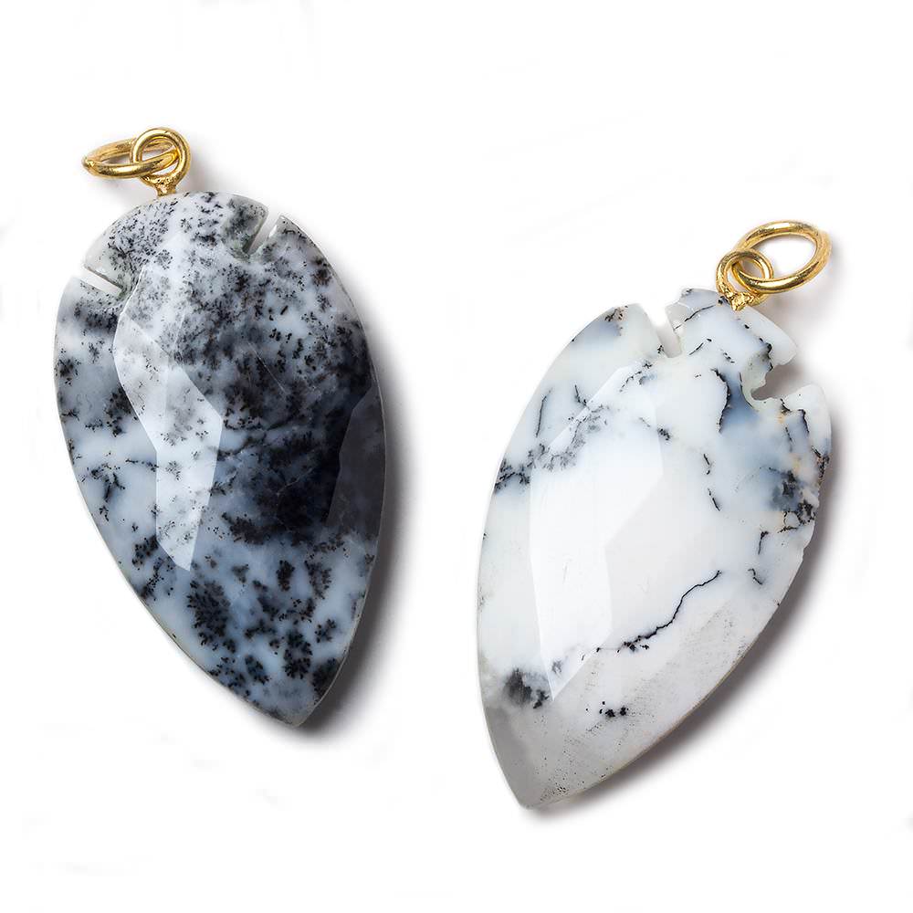 36x20mm Dendritic Opal Faceted Arrowhead Focal Pendant 1 piece