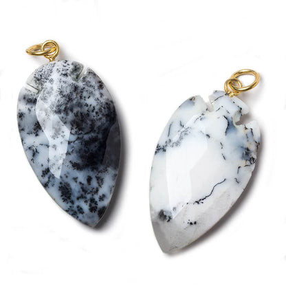 36x20mm Dendritic Opal Faceted Arrowhead Focal Pendant 1 piece