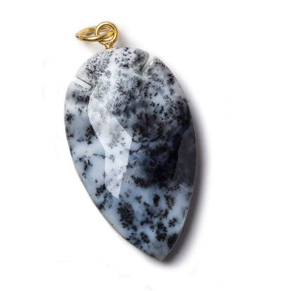 36x20mm Dendritic Opal Faceted Arrowhead Focal Pendant 1 piece