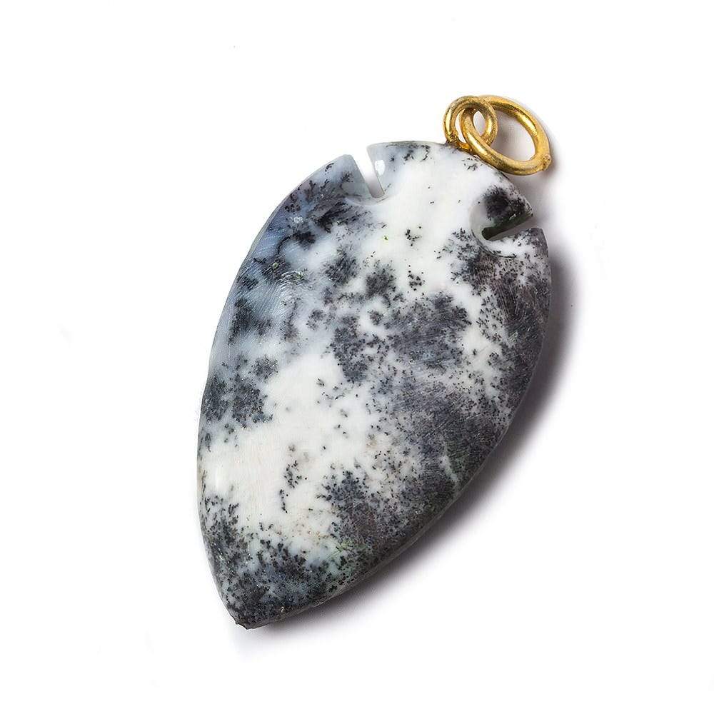 36x20mm Matte Dendritic Opal Matte Arrowhead Focal Pendant 1 piece