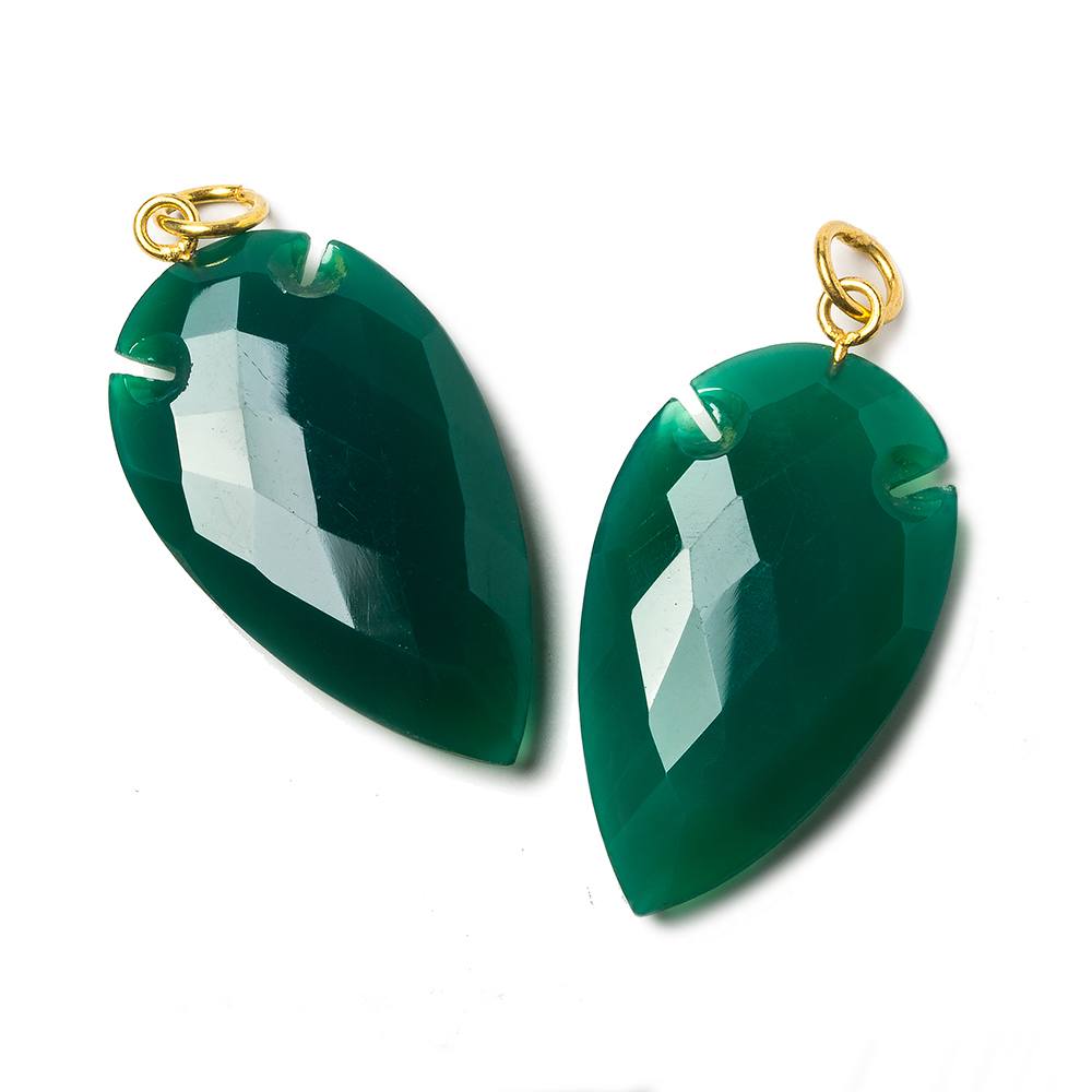 36x20mm Pine Green Onyx Faceted Arrowhead Focal Pendant 1 piece