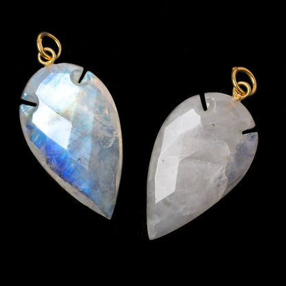 36x20mm Rainbow Moonstone Faceted Arrowhead Focal Pendant 1 piece