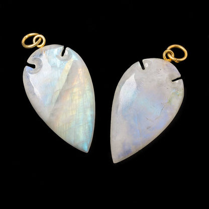 36x20mm Rainbow Moonstone Matte Arrowhead Focal Pendant 1 piece