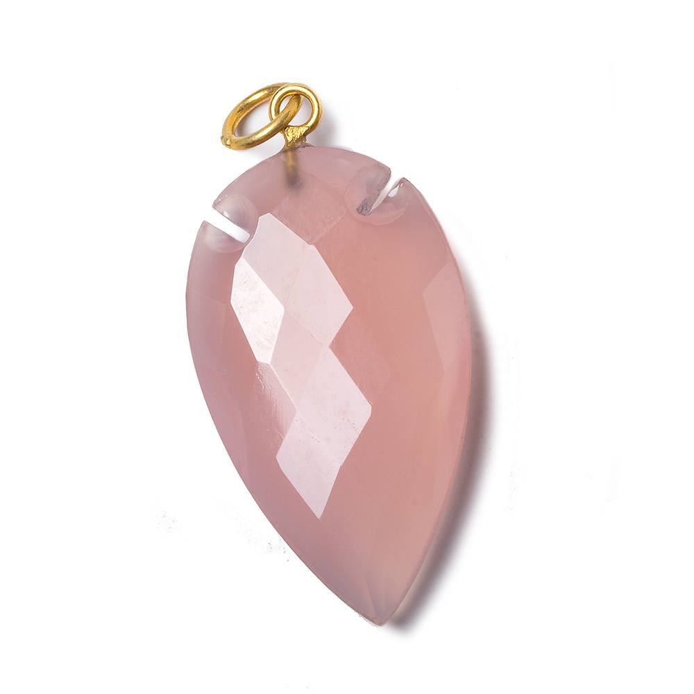 36x20mm Rose Pink Chalcedony Faceted Arrowhead Focal Pendant 1 piece