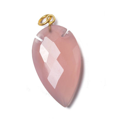 36x20mm Rose Pink Chalcedony Faceted Arrowhead Focal Pendant 1 piece