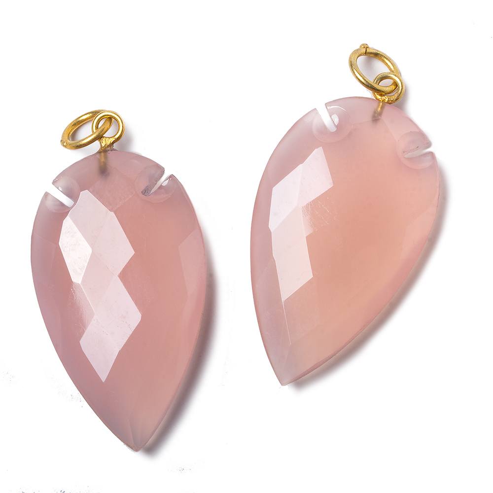 36x20mm Rose Pink Chalcedony Faceted Arrowhead Focal Pendant 1 piece